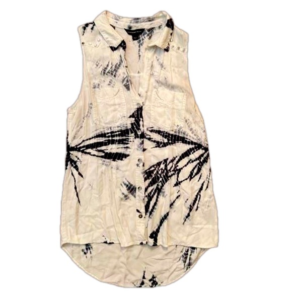 ROCK & REPUBLIC Tie Dye Sleeveless Top Stud Detail Small Button Down - Picture 1 of 6